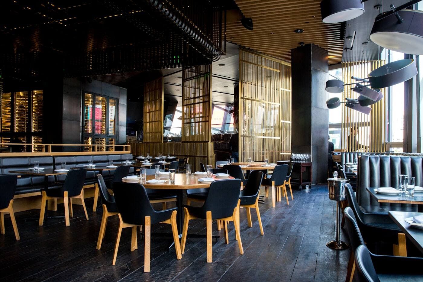 A laid table in a warmly lit independent restaurant