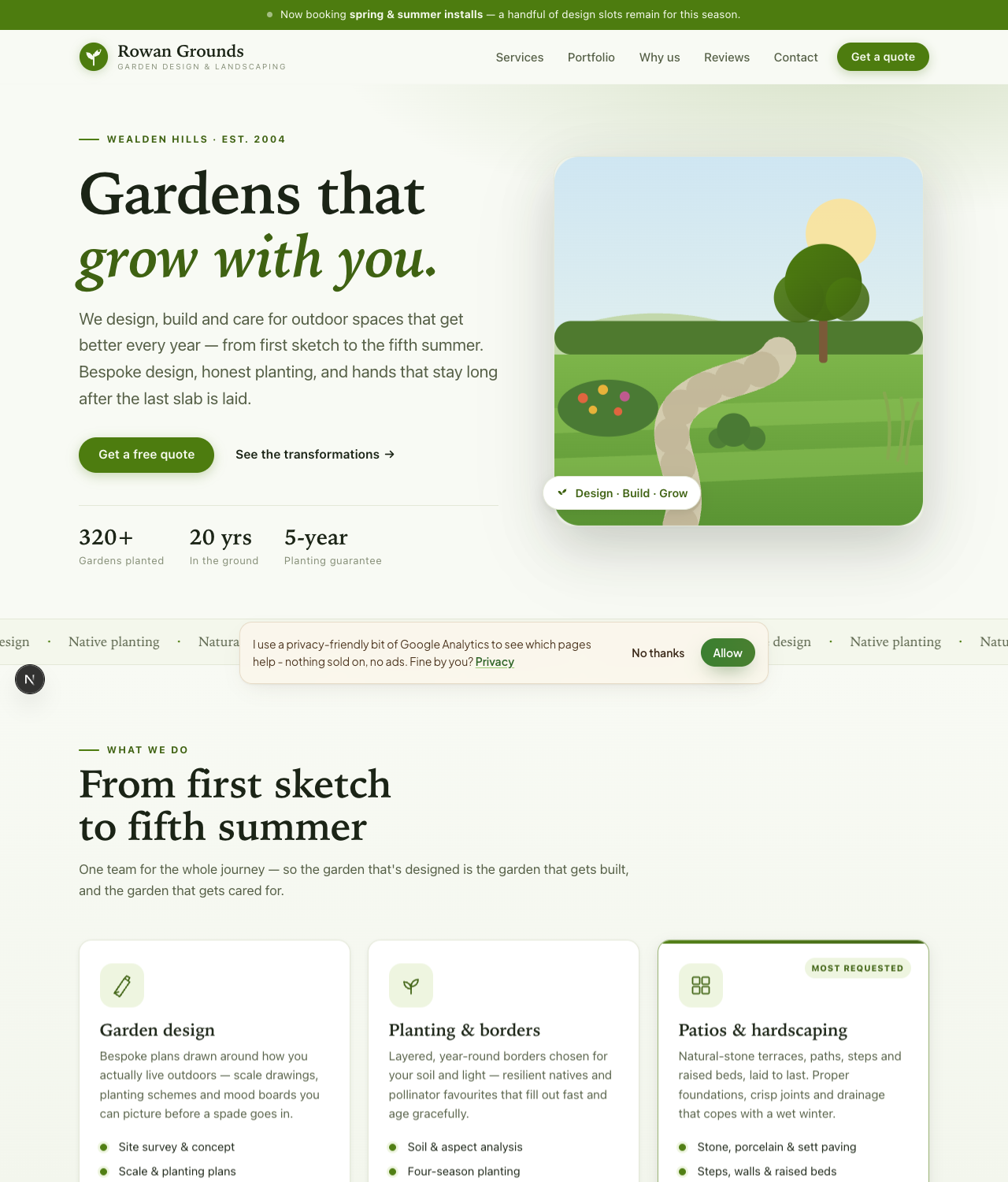 The Rowan Grounds landscaping website template