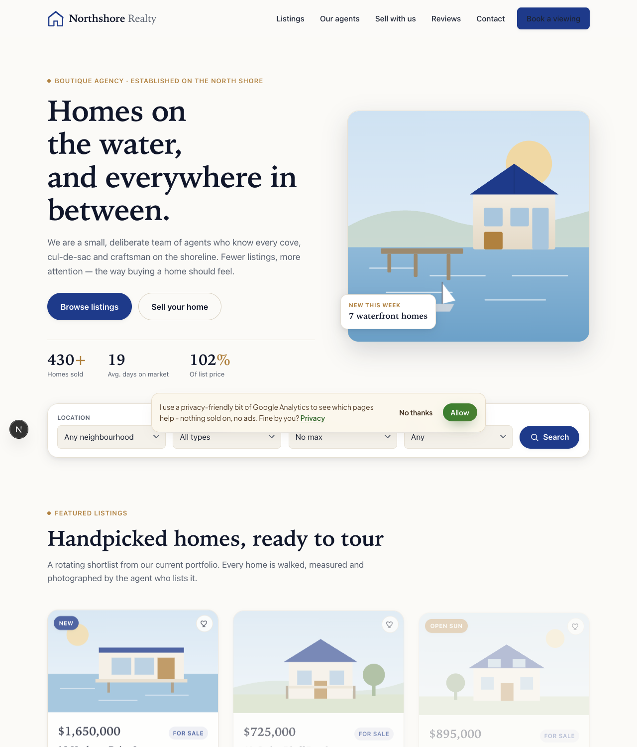 The Northshore Realty estate agency website template