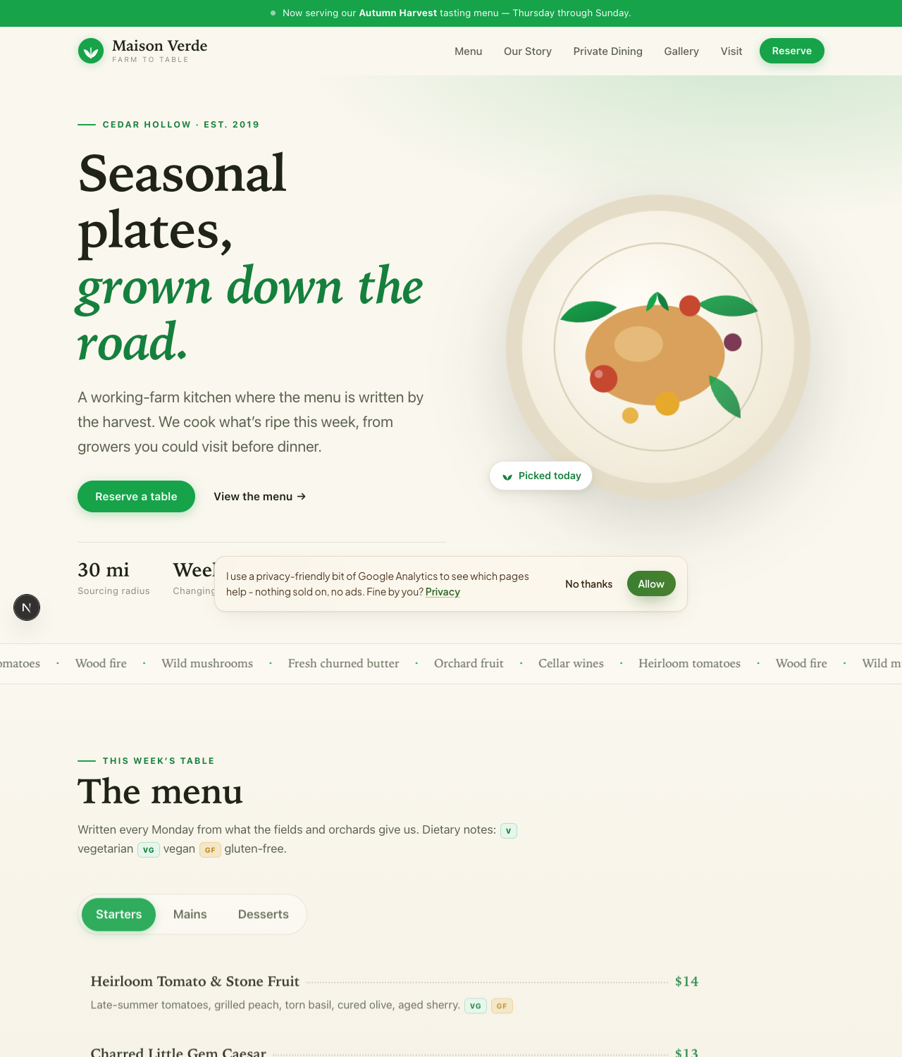 The Maison Verde restaurant website template